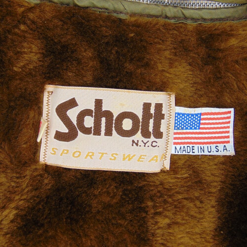 Schott Mens A-2 VTG Bomber Jacket Leather Cognac Brown Size 48 XL / XXL - Picture 6 of 11